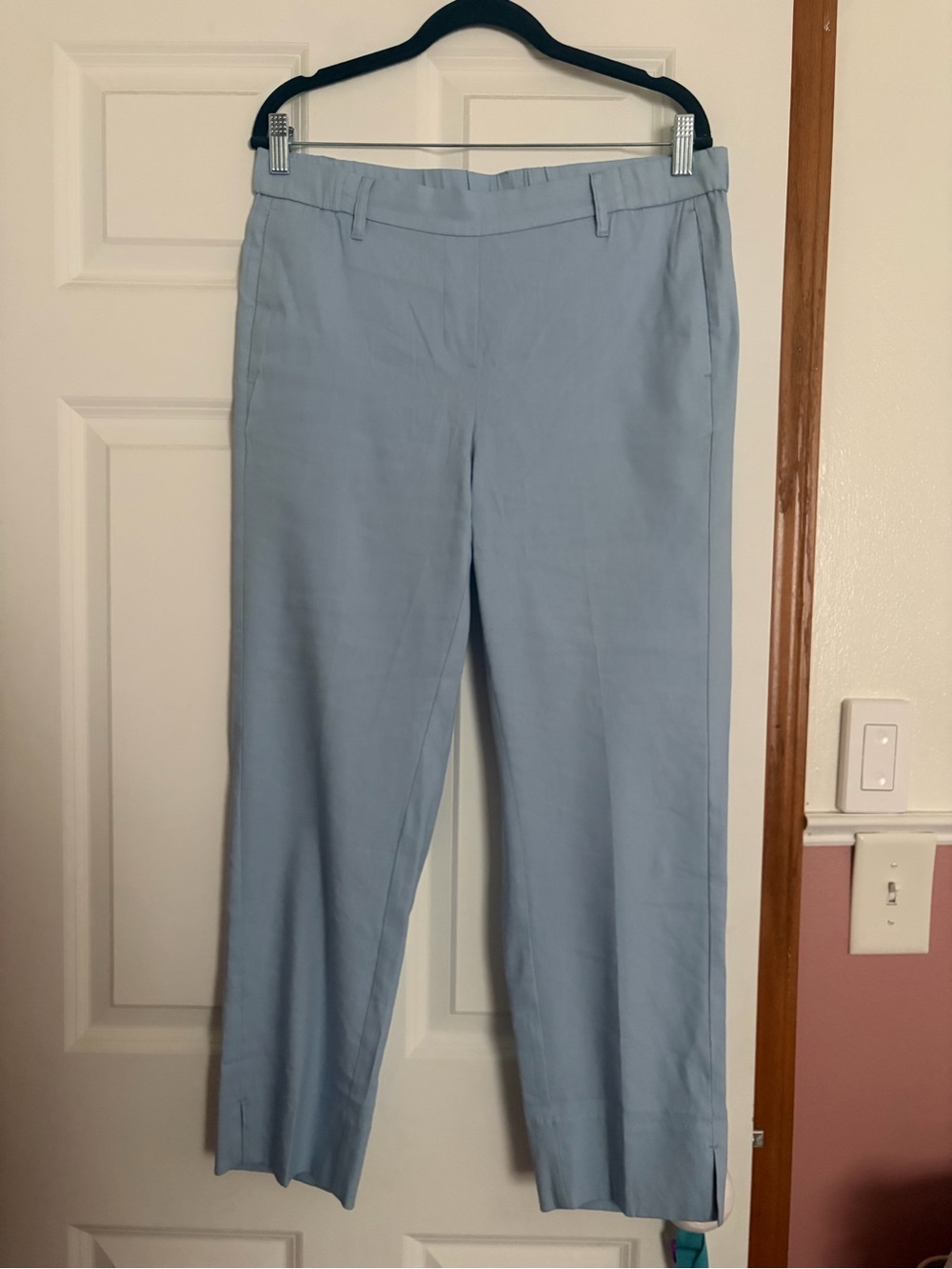 J. Jill Light Blue Linen Stretch Straight-Leg Pants